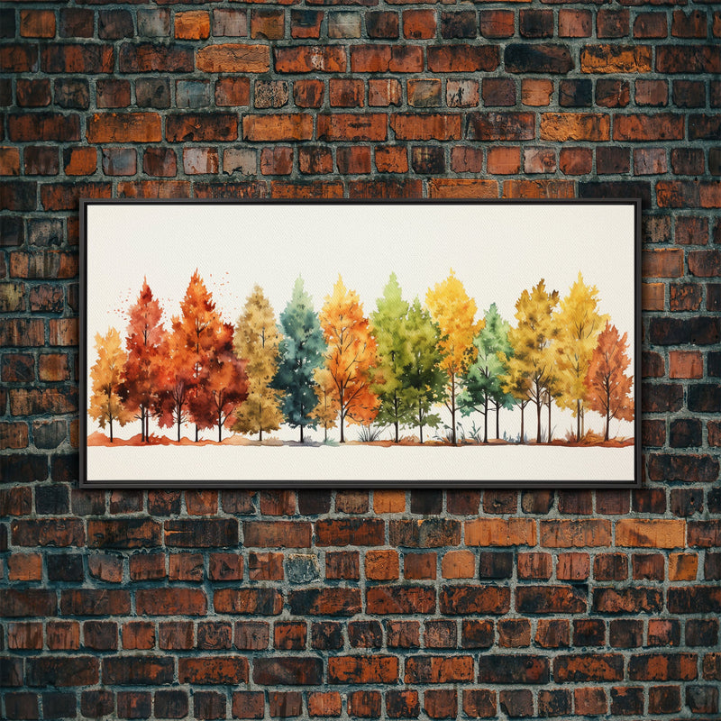 Autumn Decor - The Changing Of The Leaves - Framed Canvas Print - Fall Painting - Fall Centerpiece - Orange Leaves - Rustic Farmhouse Decor