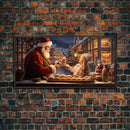 Santa Art Canvas Print - Santa Sharing a Cake - Christmas Art - Santa Art Print - Christmas Wall Art - Santa Decor - Christmas Art Print