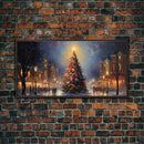 Retro Christmas Village Framed Christmas Wall Art - Framed Christmas Art - Canvas Art - Winter Decor - Winter Wonderland Centerpiece