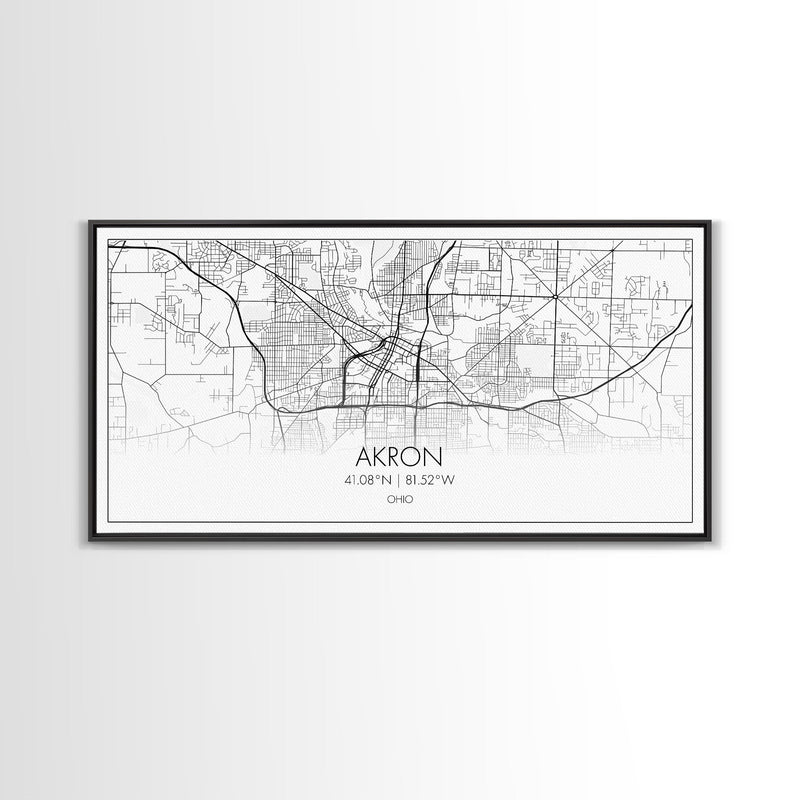 Akron Street Map, Ohio Map, Map Print, Modern Art, Wall Art, Canvas Print, Wall Hanging, Office Wall DÃ©cor, Couples Gift, City Map Canvas