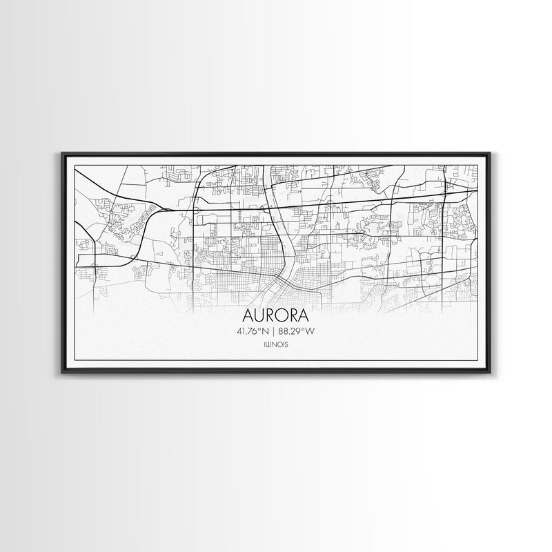 Aurora Street Map, Illinois Map, Map Print, Modern Art, Wall Art, Canvas Print, Room DÃ©cor For Teens, Cool Wall Art, Fun Gift, Classroom Art