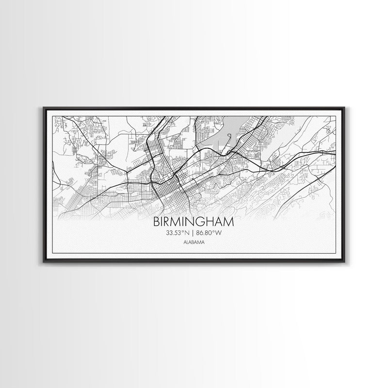 Birmingham Street Map, Alabama Map, Map Print, Modern Art, Wall Art, Canvas Print, Hometown Gifts, Entryway DÃ©cor, Farmhouse Wall Art