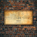 Omaha Nebraska map print poster or framed canvas, Omaha map print poster canvas, Omaha city map print poster canvas, Vintage Travel Art