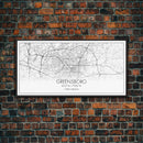 Greensboro City Map, North Carolina Map, Map Art, Minimalist Art, Wall Art, Canvas Art, Cabin Wall Art, Living Room Wall Art, New Home Gift