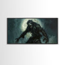 There Werewolf, Dark Academia Portrait, Framed Canvas Print, Victorian Werewolf Oil Painting, Spooky Decor