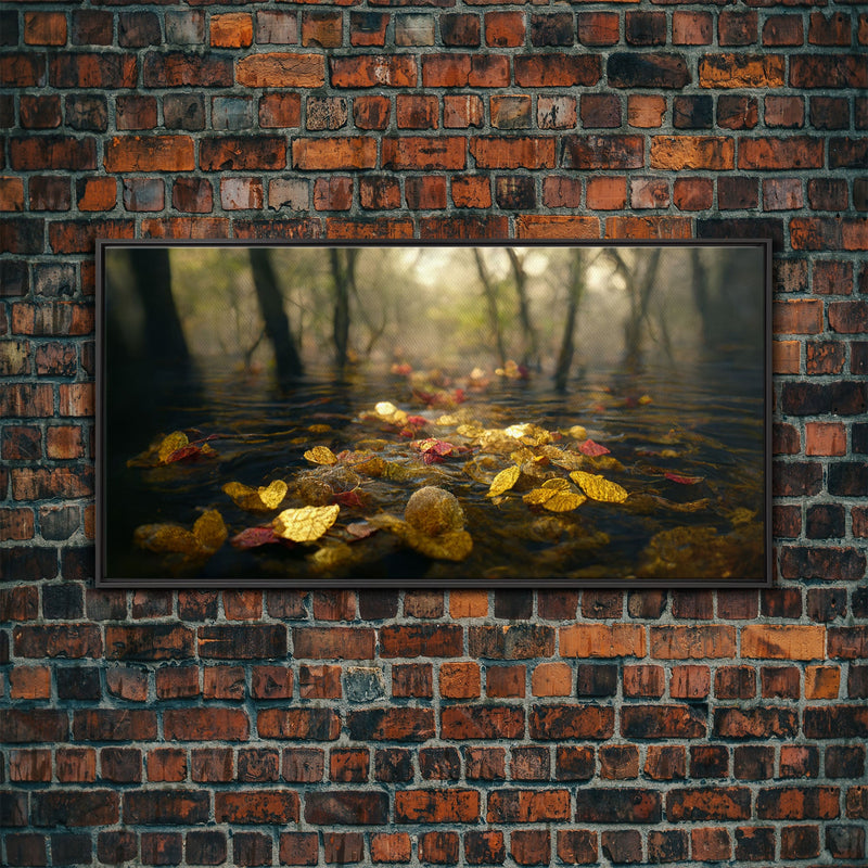 Wet Leaves Stream Forest Woods Fall Autumn Fine Art Print, Wall Art Print, Wall DÃ©cor, Wall Poster