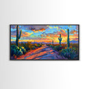 Majestic Desert Sunset Over Mountains, Framed Canvas Print for Bedroom Art, Ideal for Southwestern and Boho Decor