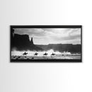 Pink Boots on Horseback Rider at the Beach, Charming Framed Canvas Print for Bedroom or Living Room Wall Art