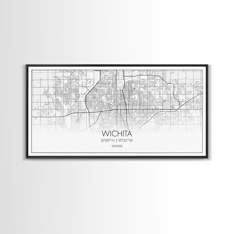 Wichita City Map, Kansas Art, Map Print, Modern Wall Art, Wall Art, Canvas Art, Best Friend Gifts, College Dorm DÃ©cor, Modern House Art