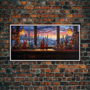 Tavern Art, Window, Winter Wall Art, Bottles Print, Canvas Print, Wall Hanging, Landscape Art, Family Room Art, Business Gift, Travel Print
