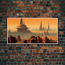 Futuristic Alien Desert World, Scifi Art, Framed Canvas Print, Cool Wall Art
