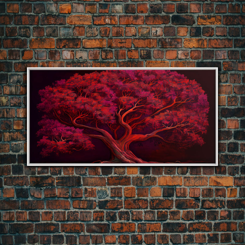 Blood red tree, fantasy horror art, framed canvas print