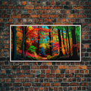 The Sacred Grove, Fantasy Art, Pop Art Forest Landscape, Framed Canvas Print, Colorful Forest Painting, Living Room Art