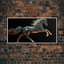 Steampunk Horse Automaton, Pop Art, Framed Canvas Print, Unique Wall Art, Living Room Decor, Huge Oversize Retro Style Art