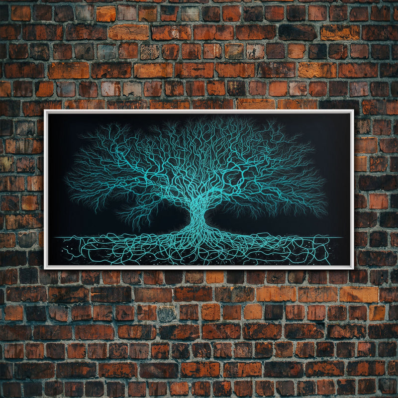 Wire Frame Yggdrasil Tree of Life, Framed Canvas Print, Canvas Art, Wall Art For Vikings, Gift For Him