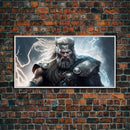 Thor Art, God of Thunder, Framed Canvas Print, Norse Mythology Art,  Fantasy Art