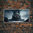 Odin Surveying The Realms on Hlidskjalf The High Seat, Norse Mythology Art, Framed Canvas Print