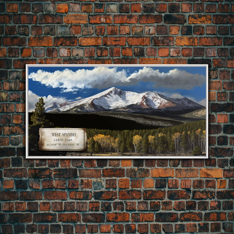 West Spanish Peak, Travel Poster Wall Art, Framed Canvas Print, American Mountains, Mountain Landscape Painting, Rocky Mountains Art