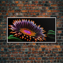Neon Flowers Wall Art, Framed Canvas Print, Original Flower Painting, Mother's Day Gift, Floral Decor, Black Background Flower Art