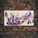 Wild Lavender wall art, canvas print, watercolor painting of lavender flowers, Botanical art, farmhouse decor