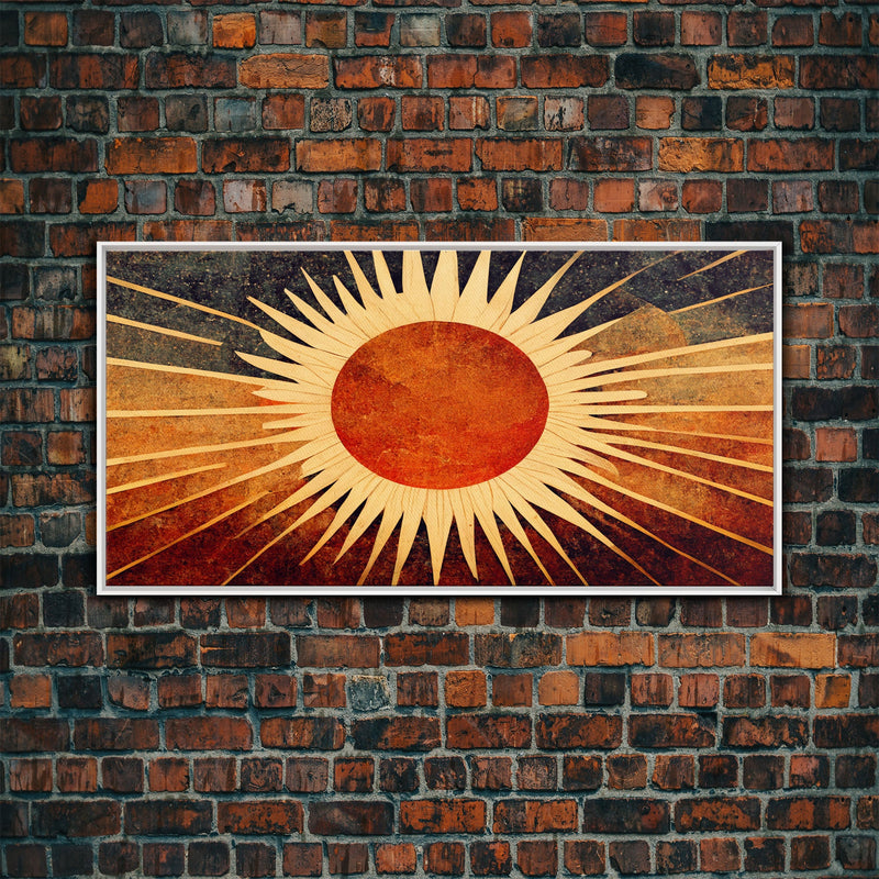 Abstract Midcentury Modern Sunburst, Canvas Print, Art Deco Style wall art, sun with sun rays, sun burst, boho style