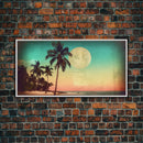 Sunset Over Beach Wall Decor, Tropical Wall Art, Palm Trees Art, Panoramic Wall Decor, Canvas Print, Wall Art, Framed Canvas Art