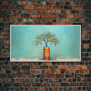 Orange Tree In Soda Can Wall Decor, Orange Wall Art, Plant Art, Teal Art, Panoramic Wall Decor, Canvas Print, Wall Art, Framed Canvas Art