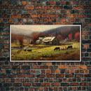 Farm Wall Decor, Country Wall Decor, Farm Animals Wall Decor, Fall Wall Art, Panoramic Wall Decor, Canvas Print, Wall Art, Framed Canvas Art