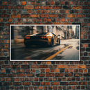 Cool Supercar Art, Framed Canvas Print, Cyberpunk Sportscar Painting, Futuristic Supercar Painting, Man Cave Decor, Gift For Him, Car Guy