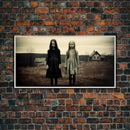 Little Witches Gothic Victorian Haunted Art, Spooky Halloween Decor, Framed Canvas Print, Halloween Poster, Halloween Wall Art, Creepy Decor
