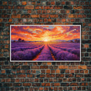 Lavender Fields, Framed Canvas Print, Purple Art, Southwestern Decor, Farmhouse Art, Centerpiece Art, Digital Wall Art, Landacape Painting