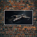 The Star Fighter, Cool Scifi Wall Art, Scifi Art, Framed Canvas Print, Gull Wing Space Ship, Unique Art, Alien Wall Art, Space Ship Art