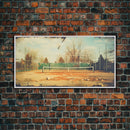 An Abandoned Tennis Court - Old Found Footage Photography - Framed Canvas Print - Urban Decay - Vaporwave Wall Art