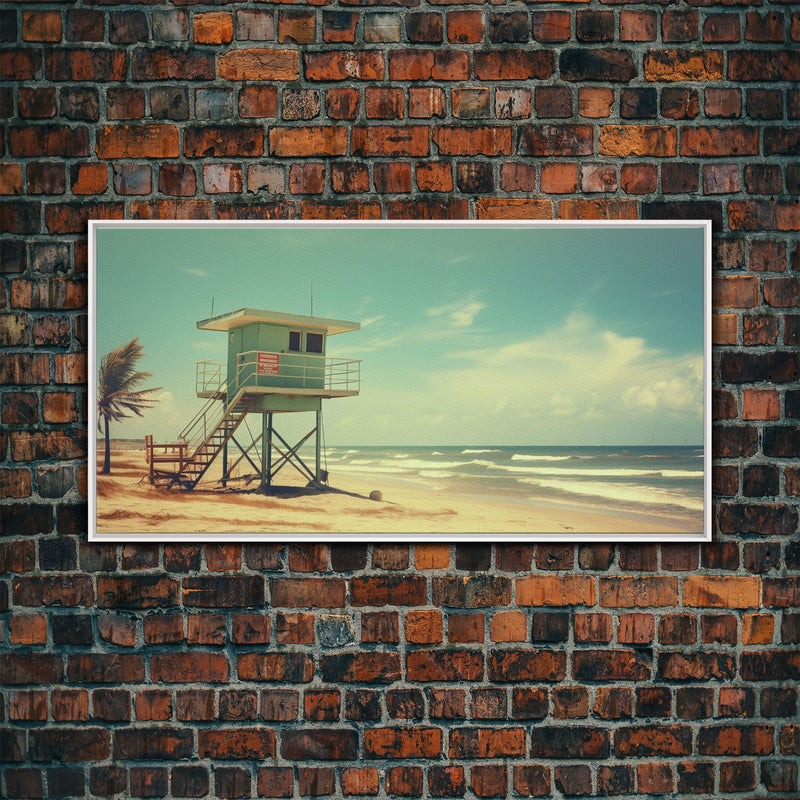 Beach Lifeguard Hut, Framed Canvas Print, Liminal Art, Framed Wall Decor, Beach Lifeguard Photography, Surf Art, Surf Print, Nautical Decor