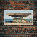 Beachside Tiki Hut Bar and Grill, Framed Canvas Print, Liminal Art, Framed Wall Decor Beach Photography, Surf Art, Surf Print Nautical Decor