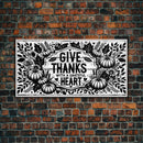Give Thanks With A Grateful Heart Modern Farmhouse Wall Decor, Dining Room Wall Sign Kitchen Decor Large Framed Canvas Print, Fall Wall Art