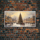 Retro Christmas Village Framed Christmas Wall Art - Framed Christmas Art - Canvas Art - St. Nicholas - Winter Wonderland Centerpiece