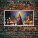 Retro Christmas Village Framed Christmas Wall Art - Framed Christmas Art - Canvas Art - Winter Decor - Winter Wonderland Centerpiece