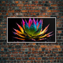 Rainbow Agave With Dew Drops, Modern Art, Framed Canvas Print,  Surreal Art, Southwestern Decor, Farmhouse Art, Desert Themed Art