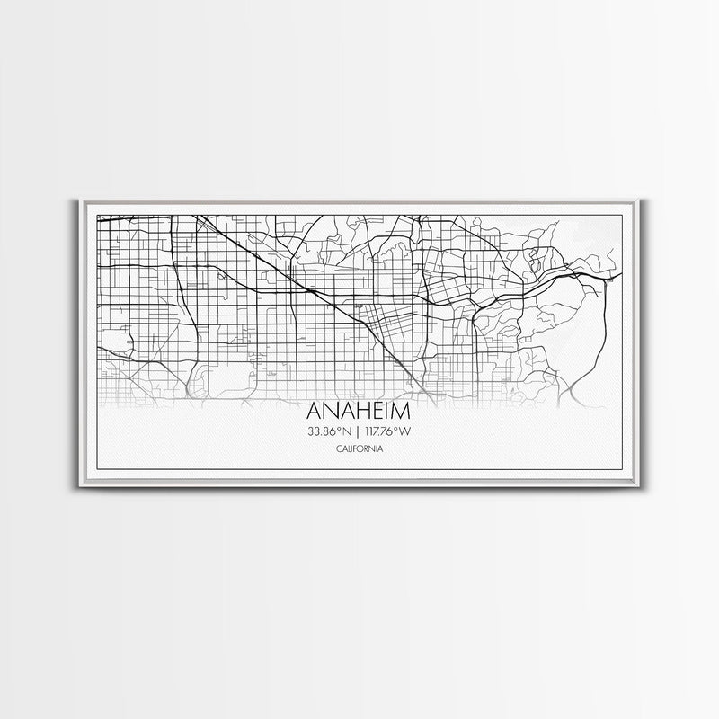 Anaheim Street Map, California Map, Map Print, Modern Art, Wall Art, Canvas Print, Room DÃ©cor Aesthetic, Indie Room DÃ©cor, Wall Prints