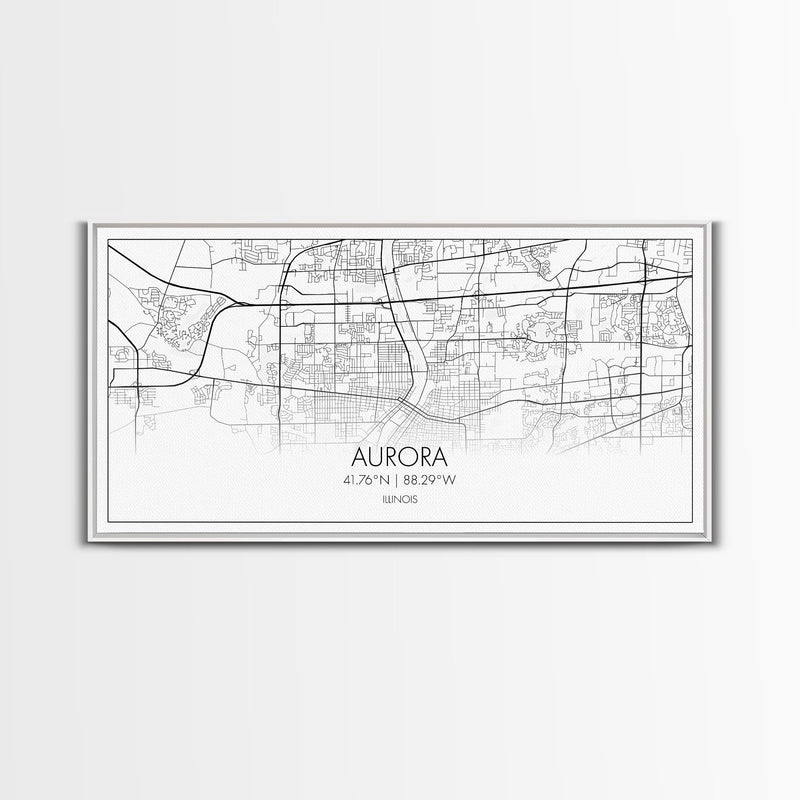 Aurora Street Map, Illinois Map, Map Print, Modern Art, Wall Art, Canvas Print, Room DÃ©cor For Teens, Cool Wall Art, Fun Gift, Classroom Art