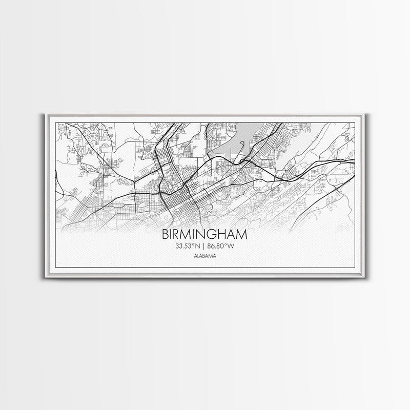 Birmingham Street Map, Alabama Map, Map Print, Modern Art, Wall Art, Canvas Print, Hometown Gifts, Entryway DÃ©cor, Farmhouse Wall Art