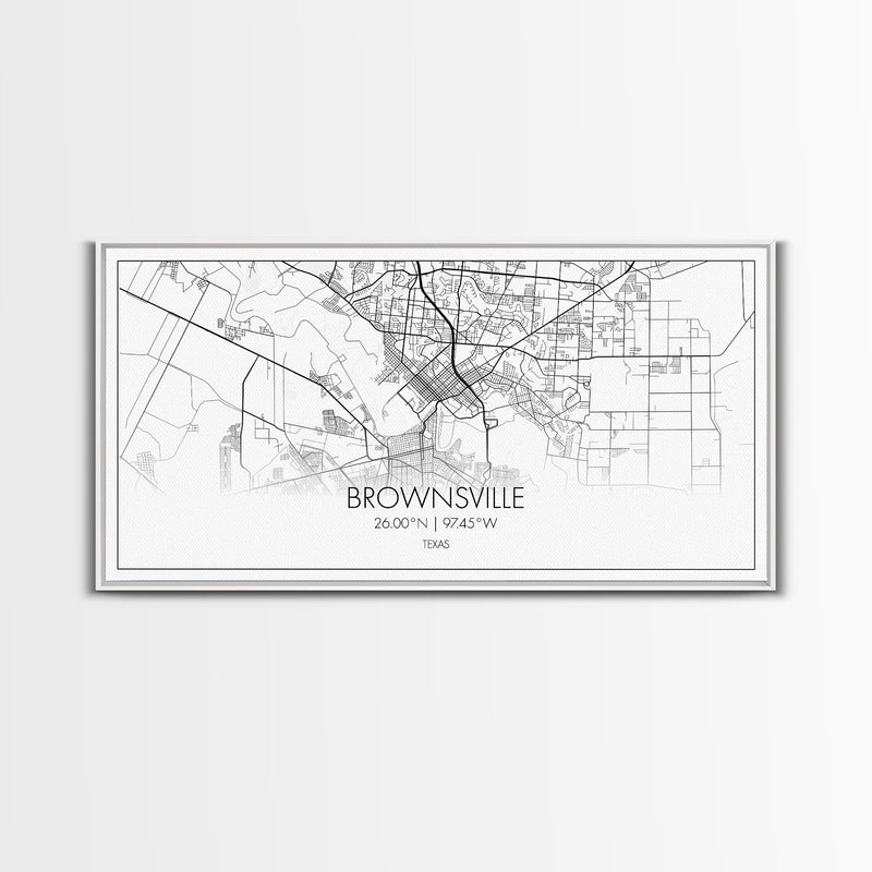 Brownsville Street Map, Texas Map, Map Print, Modern Art, Wall Art, Canvas Art, Realtor Closing Gift, Wall DÃ©cor Over The Bed, Couples Gift