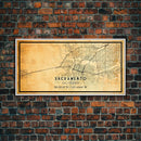 Vintage Sacramento map print poster or framed canvas | Sacramento city map print poster canvas | Sacramento, California print poster canvas