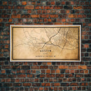 Austin Map Print Canvas or Poster, Texas Map Art, Texas Map Print, Vintage Austin Texas Map Framed Art, Retro / Distressed Office Art