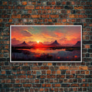 Mountain and Lake Sunset Wall Art Oil Painting On Canvas, Canvas Print, Ready to hang gallery wrapped nature framed canvas print, lake life