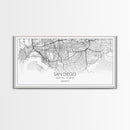 San Diego City Map, California Art, Map Print, Modern Wall Art, Wall Art, Canvas Art, Home Décor Prints, Friendship Gift, Horizontal Art