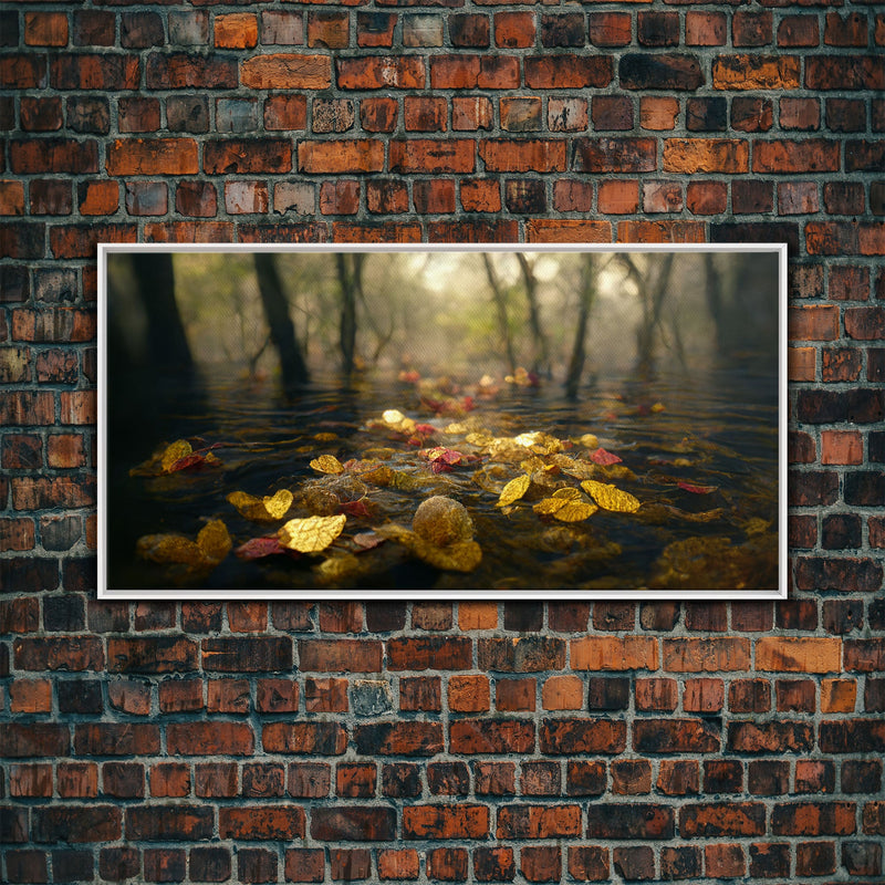 Wet Leaves Stream Forest Woods Fall Autumn Fine Art Print, Wall Art Print, Wall DÃ©cor, Wall Poster