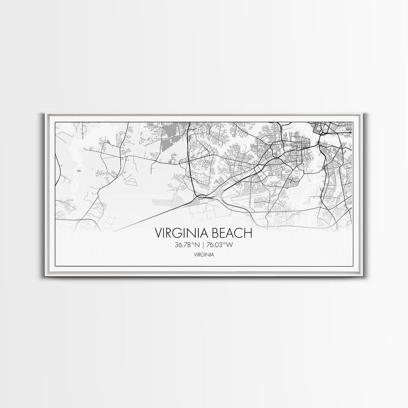 Virginia Beach City Map, Virginia Art, Map Print, Modern Wall Art, Wall Art, Canvas Art, Dorm Room Art, Family Home DÃ©cor, Birthday Gift