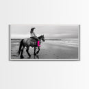Framed Canvas Print of Highland Cow in Winter Hat, Fun and Quirky Wall Art for Living Room or Bedroom, Unique Decor
